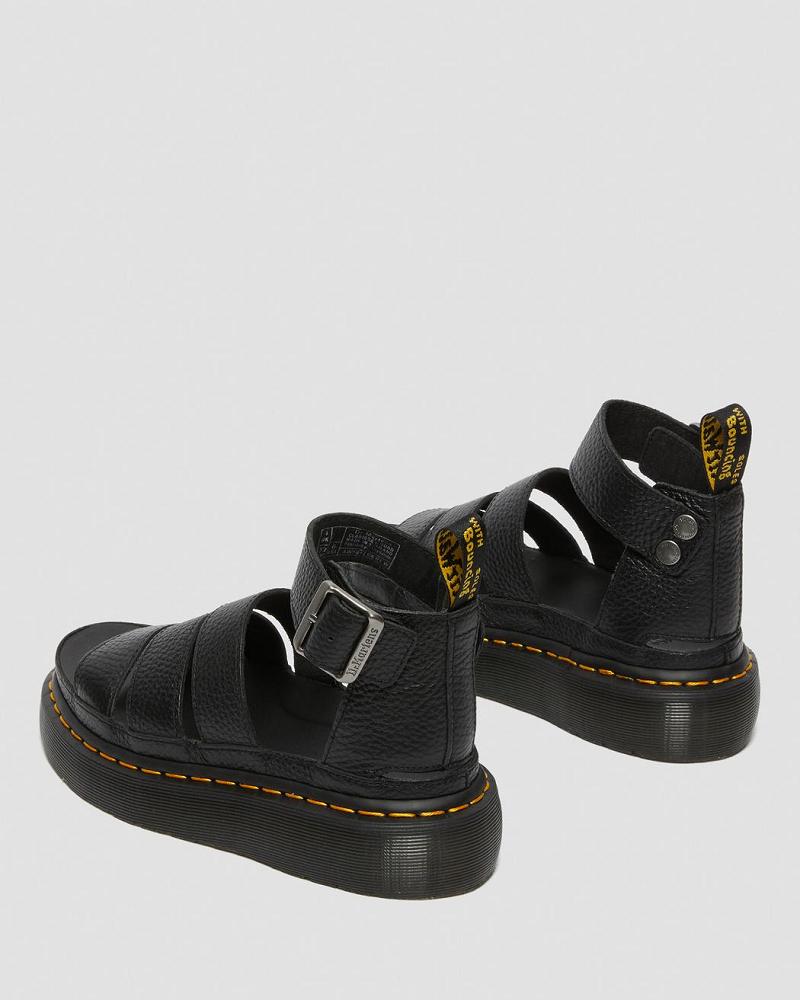 Black Women's Dr Martens Clarissa II Leather Platform Sandals | CA 309HAP